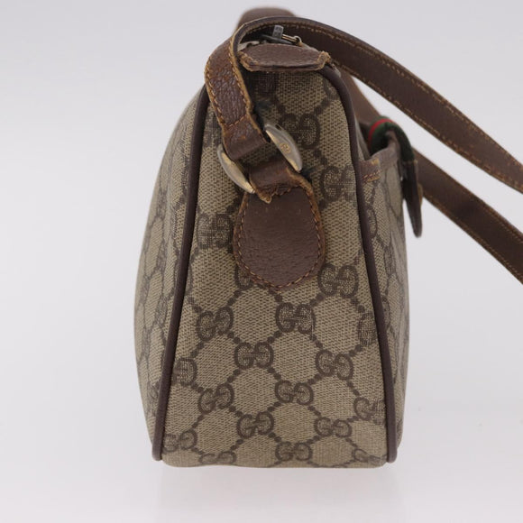 GUCCI GG Supreme Web Sherry Line Bag PVC Beige Gold 001 754 6177 Auth bs36022