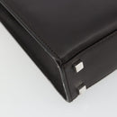 GUCCI Shoulder Bag Leather Dark Brown Silver Auth bs36023-17
