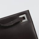 GUCCI Shoulder Bag Leather Dark Brown Silver Auth bs36023-9