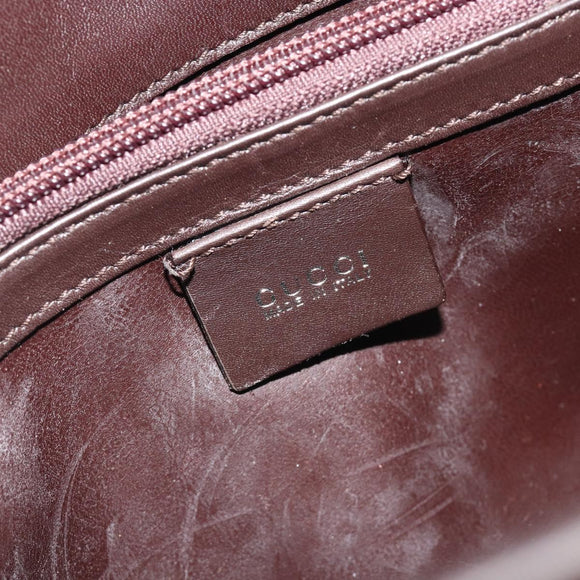 GUCCI Shoulder Bag Leather Dark Brown Silver Auth bs36023