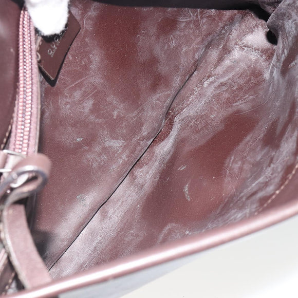 GUCCI Shoulder Bag Leather Dark Brown Silver Auth bs36023