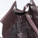 GUCCI Shoulder Bag Leather Dark Brown Silver Auth bs36023-20