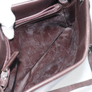 GUCCI Shoulder Bag Leather Dark Brown Silver Auth bs36023-23