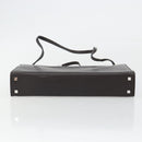 GUCCI Shoulder Bag Leather Dark Brown Silver Auth bs36023-5