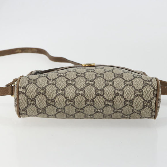 GUCCI GG Plus Supreme Shoulder Bag PVC Beige Gold Auth bs36024
