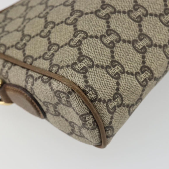 GUCCI GG Plus Supreme Shoulder Bag PVC Beige Gold Auth bs36024