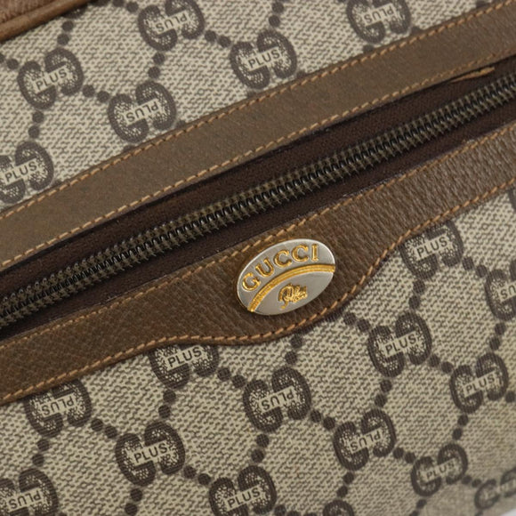 GUCCI GG Plus Supreme Shoulder Bag PVC Beige Gold Auth bs36024
