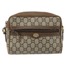 GUCCI GG Plus Supreme Shoulder Bag PVC Beige Gold Auth bs36024-13