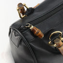 GUCCI Bamboo Hand Bag Leather Black Gold 000 122 0294 Auth bs36025-17