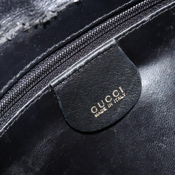 GUCCI Bamboo Hand Bag Leather Black Gold 000 122 0294 Auth bs36025