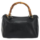 GUCCI Bamboo Hand Bag Leather Black Gold 000 122 0294 Auth bs36025-13