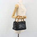 GUCCI Bamboo Hand Bag Leather Black Gold 000 122 0294 Auth bs36025-23