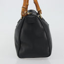 GUCCI Bamboo Hand Bag Leather Black Gold 000 122 0294 Auth bs36025-4
