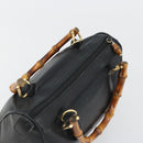 GUCCI Bamboo Hand Bag Leather Black Gold 000 122 0294 Auth bs36025-6
