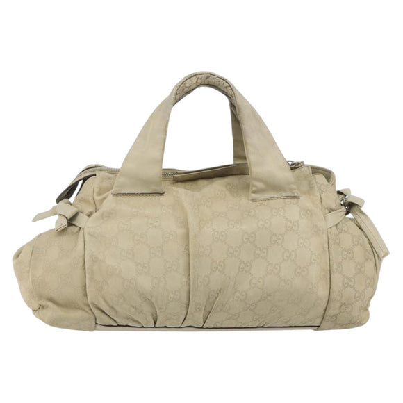 GUCCI GG Canvas Guccissima Hand Bag Leather Ivory Gold 197020 Auth bs36026