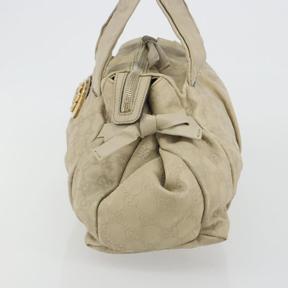 GUCCI GG Canvas Guccissima Hand Bag Leather Ivory Gold 197020 Auth bs36026