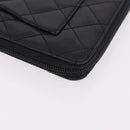 CHANEL Cambon Line Long Wallet Lamb Skin Black CC Auth bs36030-15