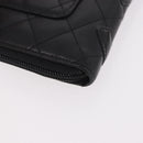 CHANEL Cambon Line Long Wallet Lamb Skin Black CC Auth bs36030-16