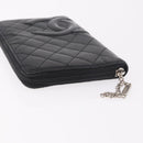 CHANEL Cambon Line Long Wallet Lamb Skin Black CC Auth bs36030-5
