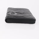 CHANEL Cambon Line Long Wallet Lamb Skin Black CC Auth bs36030-6