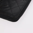 CHANEL Cambon Line Long Wallet Lamb Skin Black CC Auth bs36030-14