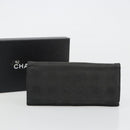 CHANEL New Travel Line Long Wallet Nylon Black Silver CC Auth bs36031-22
