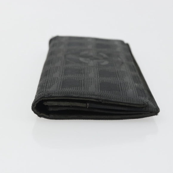 CHANEL New Travel Line Long Wallet Nylon Black Silver CC Auth bs36031