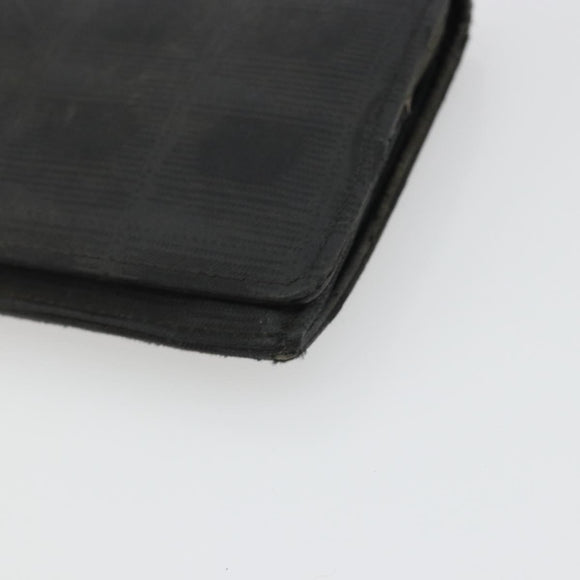 CHANEL New Travel Line Long Wallet Nylon Black Silver CC Auth bs36031