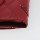 CHANEL Matelasse Long Wallet Lamb Skin Red Silver CC Auth bs36032-15