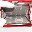 CHANEL Matelasse Long Wallet Lamb Skin Red Silver CC Auth bs36032-8
