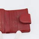 CHANEL Matelasse Long Wallet Lamb Skin Red Silver CC Auth bs36032-18