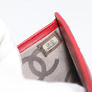 CHANEL Matelasse Long Wallet Lamb Skin Red Silver CC Auth bs36032-11