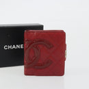 CHANEL Matelasse Long Wallet Lamb Skin Red Silver CC Auth bs36032-12