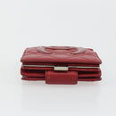 CHANEL Matelasse Long Wallet Lamb Skin Red Silver CC Auth bs36032-3