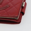 CHANEL Matelasse Long Wallet Lamb Skin Red Silver CC Auth bs36032-7