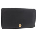 CHANEL Long Wallet Leather Black Gold CC Auth bs36037-1