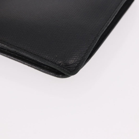 CHANEL Long Wallet Leather Black Gold CC Auth bs36037