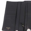 CHANEL Long Wallet Leather Black Gold CC Auth bs36037-15