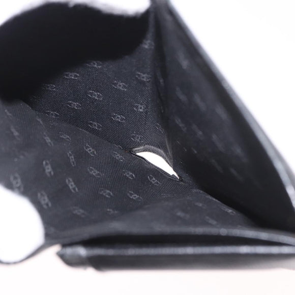 CHANEL Long Wallet Leather Black Gold CC Auth bs36037