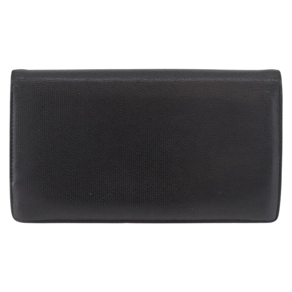 CHANEL Long Wallet Leather Black Gold CC Auth bs36037