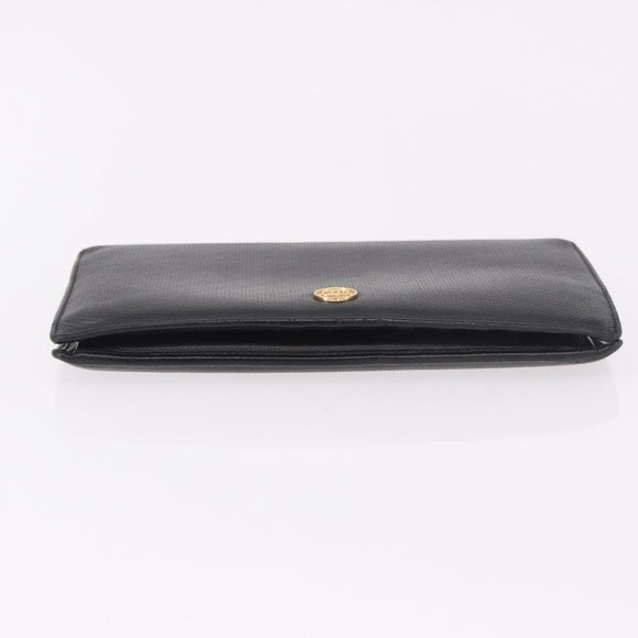 CHANEL Long Wallet Leather Black Gold CC Auth bs36037