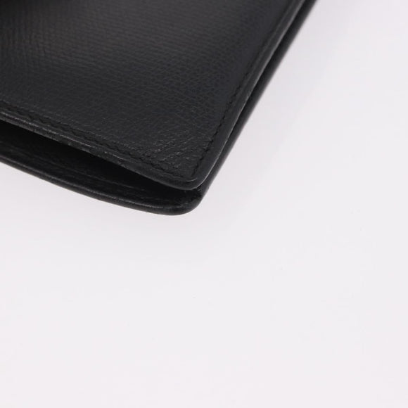 CHANEL Long Wallet Leather Black Gold CC Auth bs36037