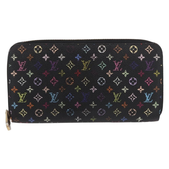 LOUIS VUITTON Monogram Multicolor Zippy Long Wallet Black M60243 LV Auth bs36045