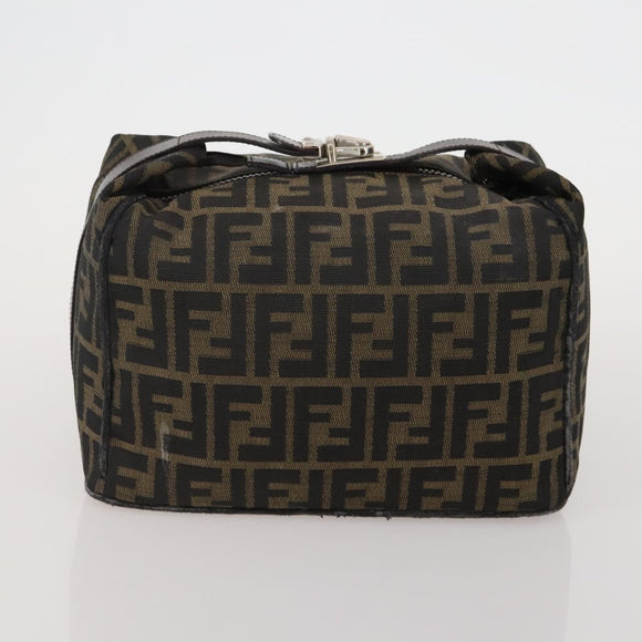 FENDI Zucca Canvas Hand Bag Coated Canvas 2 Set Brown Black Auth bs36051