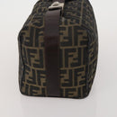 FENDI Zucca Canvas Hand Bag Coated Canvas 2 Set Brown Black Auth bs36051-12