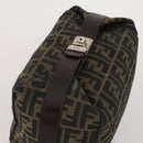 FENDI Zucca Canvas Hand Bag Coated Canvas 2 Set Brown Black Auth bs36051-13