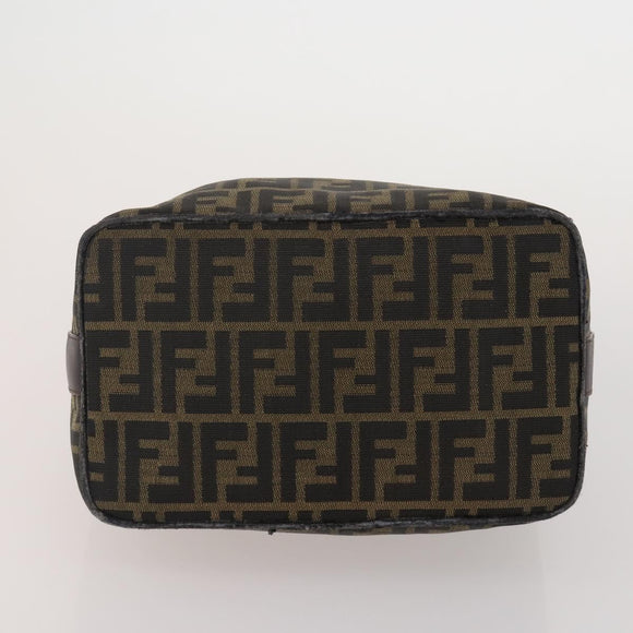 FENDI Zucca Canvas Hand Bag Coated Canvas 2 Set Brown Black Auth bs36051