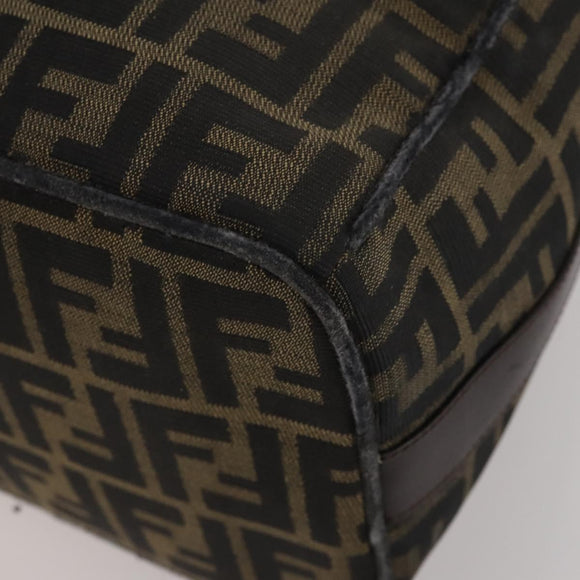 FENDI Zucca Canvas Hand Bag Coated Canvas 2 Set Brown Black Auth bs36051