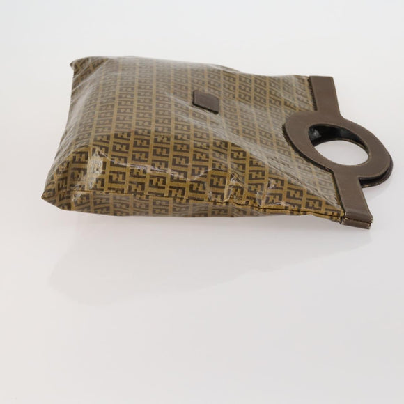 FENDI Zucca Canvas Hand Bag Coated Canvas 2 Set Brown Black Auth bs36051