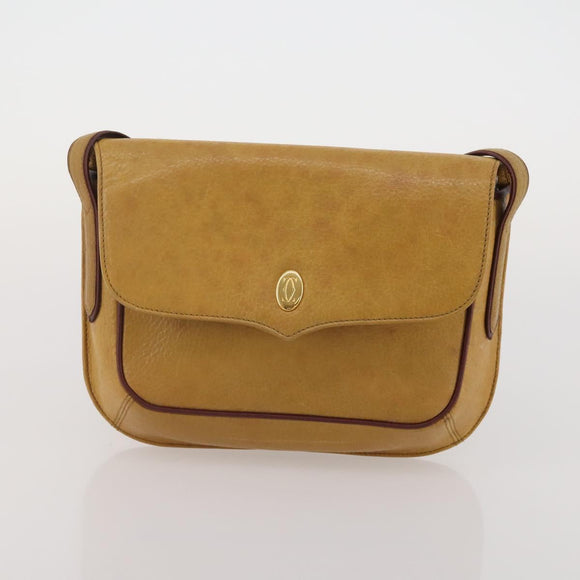 CARTIER Must Line Shoulder Bag Leather 2 Set Bordeaux Yellow Auth bs36054